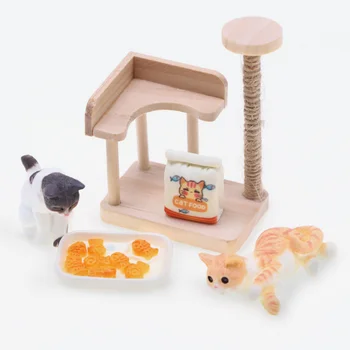 1 комплект микро-пейзаж мини коте фигурка и малка котка кула модел къща аксесоари