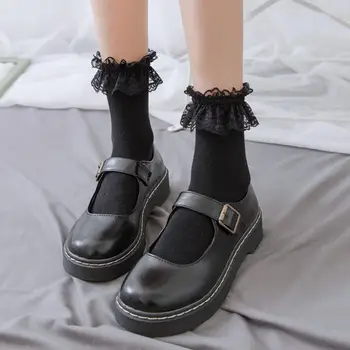 1 чифт жена дантела къси летни чорапи японски момински момичета чорапи прекрасен сладък къдрици памук Лолита стил принцеса чорапи