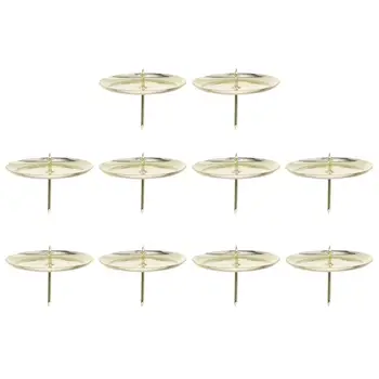 10Pcs Iron Pillar Candle Plate Candle Stand Tray Wedding Candle Plate Candle Fixing Holder Candle Craft Accessories Метална стойка