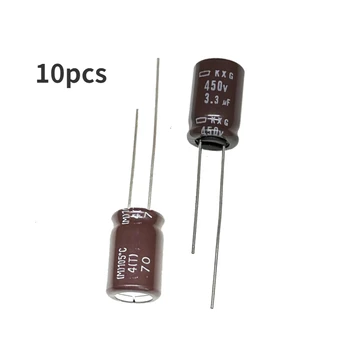 10pcs) Алуминиев електролитен кондензатор 450v3.3uf 10 * 16mm NIPPON KXG температурна устойчивост: минус 40 градуса плюс 105 градуса