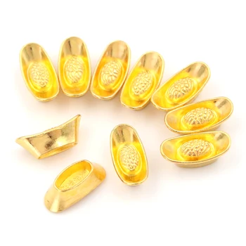 10Pcs китайски златен слитък украшение метални занаяти Фън Шуй благоприятен късмет пари Yuanbao Fengshui талисман декорация занаяти