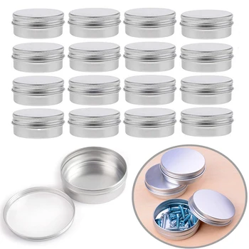 10Pcs Празен 5-60g метални кръгли козметични алуминиеви кутии w / / винтови горни капаци пътуване за многократна употреба контейнер за крем за лице грижа за кожата чай