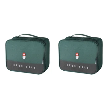 10X Преносима чанта за съхранение Многофункционален комплект за първа помощ за туризъм, раница, къмпинг, пътуване, кола и колоездене зелено