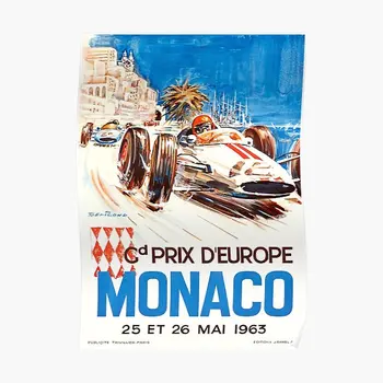 1963 Монако Гран При състезателни плакат стая стенопис картина реколта печат смешно начало живопис модерен декор изкуство стена без рамка