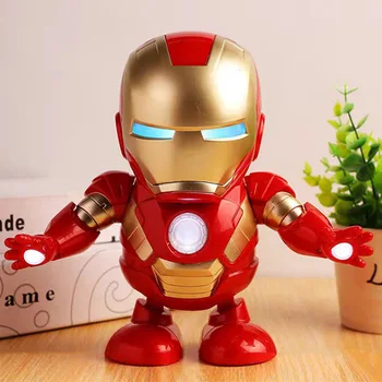 19cm Marvel Iron Man Dance Аниме Екшън герои Пеещ глас Водещ Спайдърмен, Отмъстителите, Железният човек Супергерой Робот Колекция