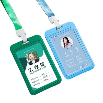 1pc Бонбони Цвят ID Име на етикет Притежател на значка Прибиращ се ремък Разрешително за работа на персонала Cover Case Организатори на бюро Pass Card ръкав