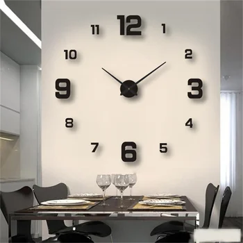 1~10PCS Голям стенен часовник 3D светещи стенни часовници без рамки Цифров часовник стикери за стена Безшумен часовник за домашна всекидневна