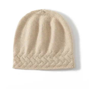 2023 Гореща продажба Нова есен зима жени шапки 100% кашмир трикотажни шапки меки сгъсти топла шапка мода момиче капачка 2 цвята