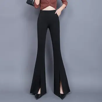 2024 Жени пролет лято нов корейски висока талия тънък панталони женски плътен цвят ежедневни панталони дами дълги джобове панталони Y647
