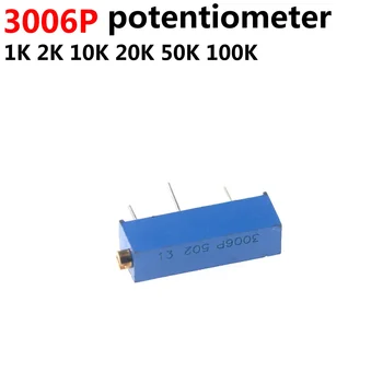 20PCS 3006P Прецизен многооборотен регулируем потенциометър 1K 2K 5K 10K 20K 50K
