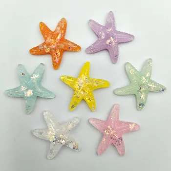 20pcs DIY смола очарователни блясък цветни морски звезди черупка за дома сватба DIY декорации за скрапбукинг аксесоар