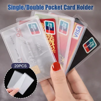 20Pcs PVC прозрачен държач за карти водоустойчив анти-размагнитващ протектор за покритие на карти Автобус Бизнес случай Банков притежател на кредитна лична карта