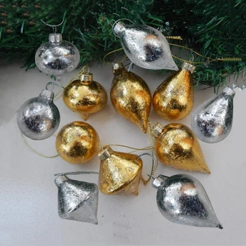 2sets/pack Различен дизайн злато сребро занаятчийски стъкло висулка Начало декор Коледа дърво декоративни мол Schoold Windows закачалка