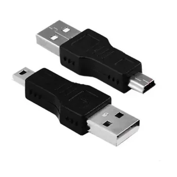 2бр/лот USB A мъжки към мини B мъжки 5-пинов адаптер