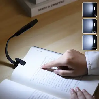 360° Гъвкава настолна лампа с клип Безстепенна книга Led настолна лампа Акумулаторна нощна нощна светлина за учене Четене Офис работа