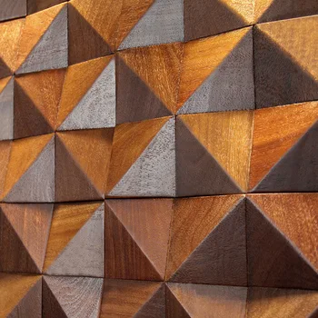 3D триъгълник масивна дървесина мозайка плочки изкуство акустичен дифузьор панел музика ресторант арт магазин видео стая запис студио стена декор