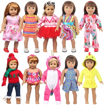 43cm бебе новородено кукла дрехи еднорог гащеризони бански колоритен рокля пижама за американски 18 инча &OG, живот момиче кукли играчка