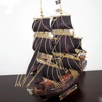 45cm черен перлен пиратски кораб 3D хартиен модел