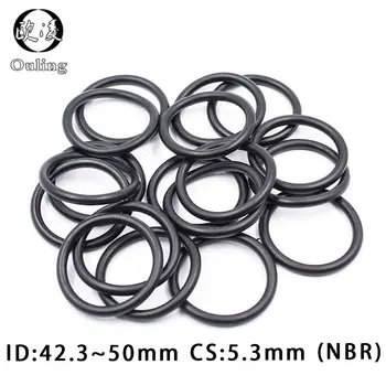 5PC / Lot гумен пръстен NBR O-пръстен запечатване CS 5.3mm ID42.3 / 43.7 / 45 / 46.2 / 47.5 / 48.7 / 50mm нитрил O пръстен печат масло пръстен уплътнител шайба