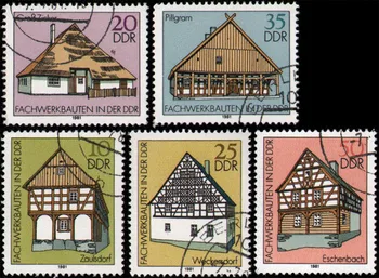 5Pcs/Set DDR Post Stamps 1981 Строителство на сгради Маркирани пощенски марки за събиране