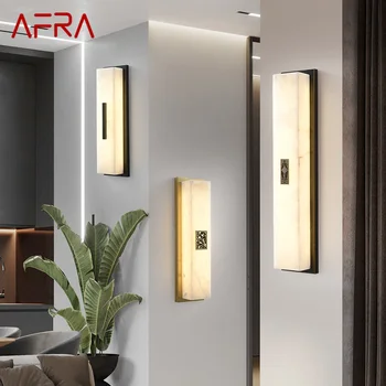 AFRA Съвременна месингова стенна лампа LED 3 цвята реколта мрамор творчески sconce светлина за дома хол спалня декор