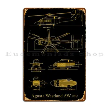 Agusta Westland Aw139 златен метален знак ръждясал ретро стена декор дизайни плакат калай знак плакат
