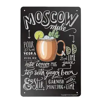 Angeloken реколта метал етикет реколта калай знак Москва знак плакет плакат кафе стена изкуство подарък