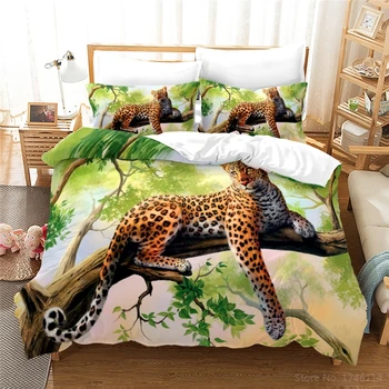 Animal Cheetah Leopard Bedding Set 3D Printed Duvet Cover Set Soft Comforter Cover with Pillowcase Set Home Textile Спално бельо