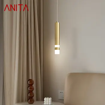 ANITA Contemporary Simply Brass LED висулка лампа Елегантни декоративни медни таванни светлини за домашна учебна спалня