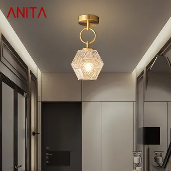 ANITA Nordic месинг таван светлина LED злато медна лампа прост творчески декор за дома стълби пътека балкон