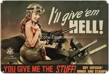 Beauty Commando женски войник метален калай знак, реколта плакет плакат гараж бар дома стена декор 8 х 12 инча