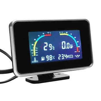 Car LCD 4 в 1 габарит цифров дисплей сензор приборно табло волтметър вода температурен метър 4 в 1