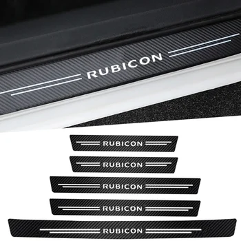 Carbon Fiber Car Threshold Tape Door Sill Защитни стикери за Jeep RUBICON Logo Задна врата на багажника броня Scratch Guard Trim