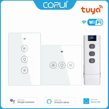CORUI Tuya WiFi + RF433 Интелигентен превключвател за осветление ЕС / САЩ 2/3 начин мулти-контрол превключвател работа с Alexa Google Home Интелигентен живот