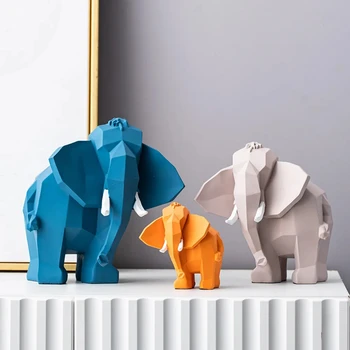 Creative Nordic Geometric Art Elephant Sculpture Modern Home Living Room Decoration Desk Accessories Figurine for Interior Decor