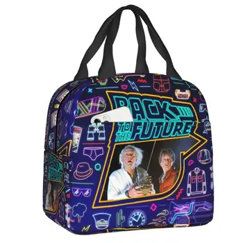 Custom Back To The Future 1980s Film Lunch Bag Men Women Cooler Thermal Insulated Lunch Boxes for Kids School