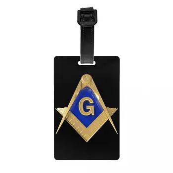 Custom Freemason Gold Square Masonic Багаж Tag с име карта Privacy Cover ID етикет за пътуване чанта куфар