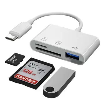 Elough тип C адаптер TF CF SD четец на карти с памет USB C карта адаптер за Macbook OTG писател компактна светкавица