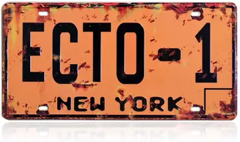 Ghostbusters Регистрационен номер Сувенири, релефна реплика, Movie Prop Metal Vanity Number Tag, 12x6 инча (ECTO-1)