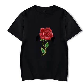 Hot Summer Cartoon T Shirt Women Men Fashion Street Style Rose Flower Print T-shirt Hip Hop Top Tees