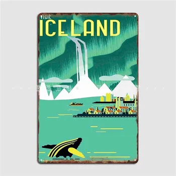 Iceland реколта пътуване и туризъм реклама печат плакат метална плака клуб парти дизайн клуб бар калай знак плакат