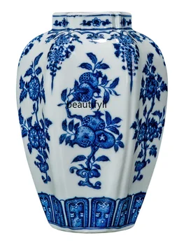 Jingdezhen синьо и бяло порцелан дърво пещ реколта ваза керамични дома орнаменти ръчно рисувани светлина лукс ваза