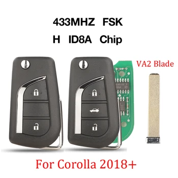 jingyuqin 2/3 BTN 433Mhz FSK H ID8A чип флип дистанционно ключ за кола за Toyota Corolla RAV4 Левин 2018+ с VA2 автоматичен ключ fob контрол