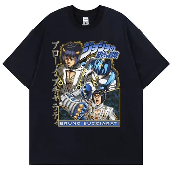 Jojo's Bizarre Adventure Men Cotton T Shirt Harajuku Summer Tops Short Sleeve Tees Unisex Tshirt Male Japanese Anime T-shirt