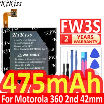 KiKiss FW3S батерия за Motorola Moto 360 2nd 42mm часовник батерии + безплатни инструменти
