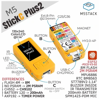 M5Stack StickC PLUS2 ESP32 IoT платка за разработка Графичен пакет за програмиране IoT