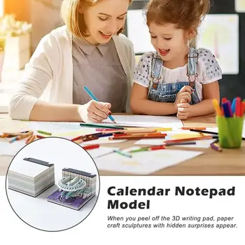 Memo Pad 3d, Земен модел с календар, ръчно разкъсани нелепкави бележки Земен календар блок за деца Мини бюро календар Noteboo S3v9