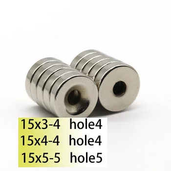 N35 дупка 4mm 5mm 15x3-4 15x4-4 15x5-5mm NdFeB D15 неодимов магнит супер мощен кръгъл пръстен контрамивка винт диск магнитен
