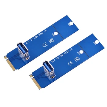 NEW-2PCS M.2 NGFF към PCI-E X16 USB3.0 адаптер за графична карта за Bitcoin BTC Mining Converter Card