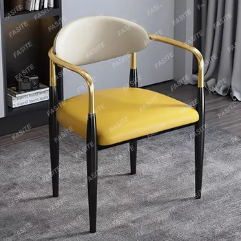 Nordic минималистични трапезни столове Уникални метални подлакътници чакащи столове удобни облегалка меки Silla Comedor Nordic мебели